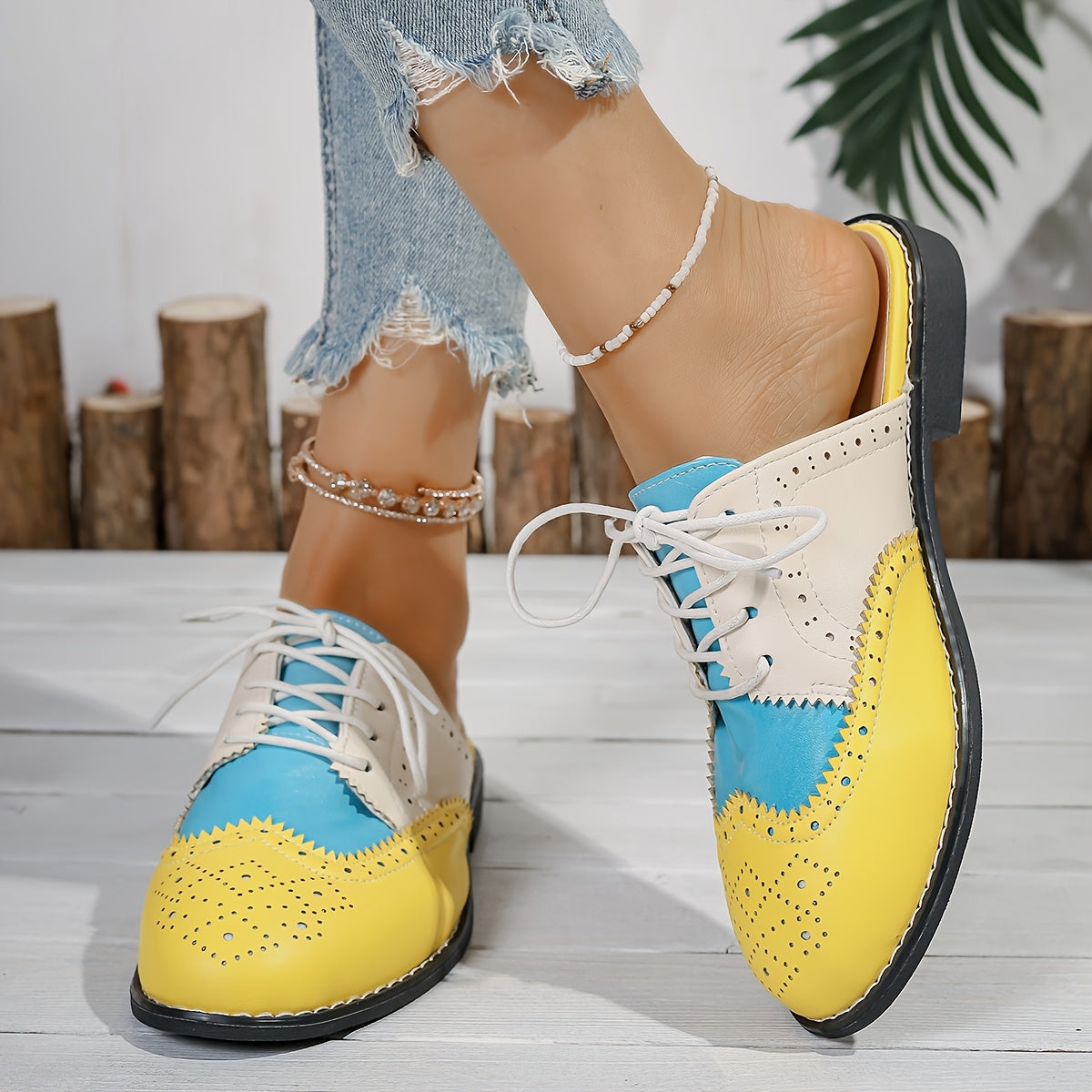 Women Summer Mules Comfortable Flat Shoes Casual Slip-On