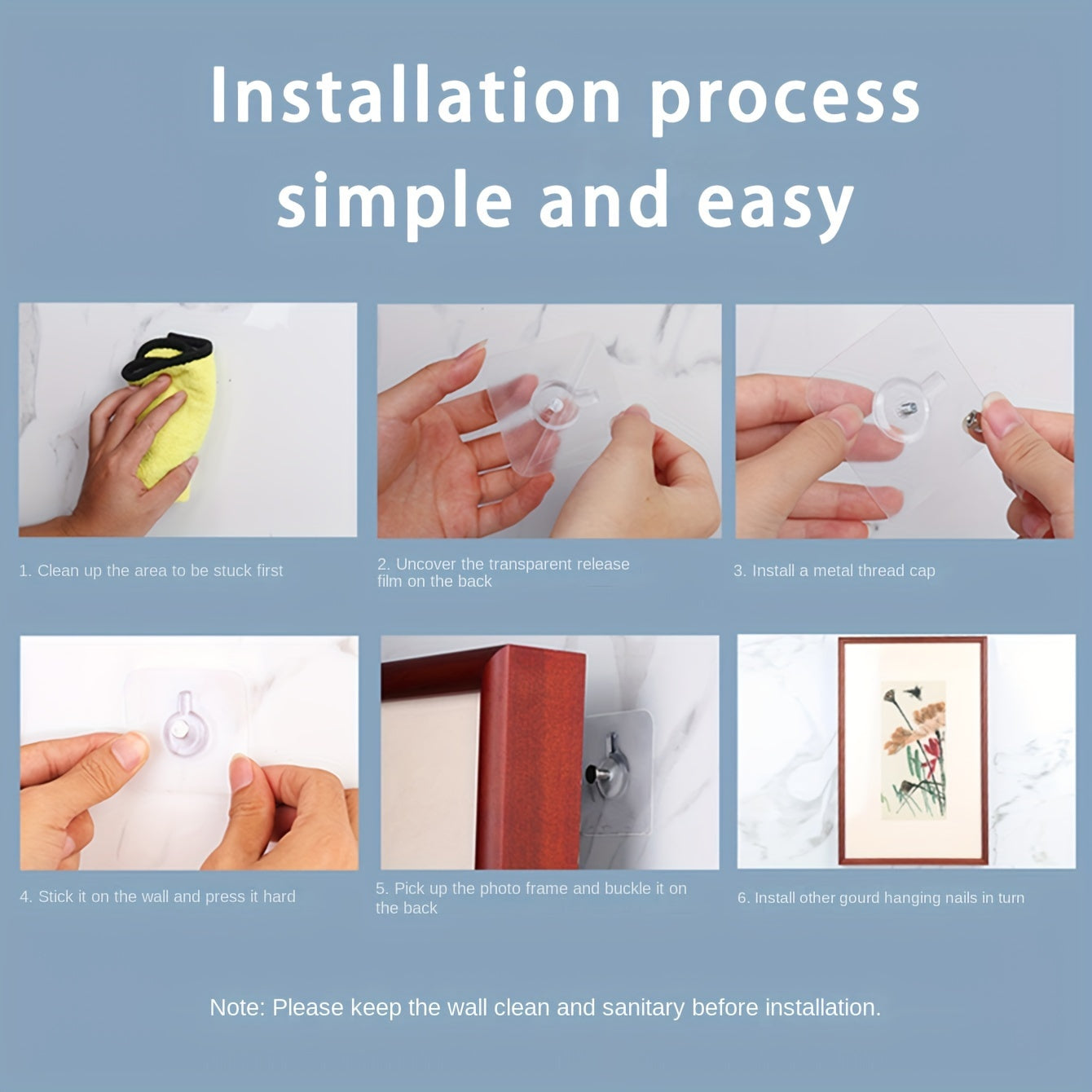 Durable Wall Hooks Set 10/20/40 Pcs Heavy Duty for Hanging Photos and Bathroom Storage