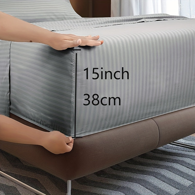 Luxury Striped Sheet Set 4 Pieces 1800 Thread Count Microfiber Deep Pockets Breathable