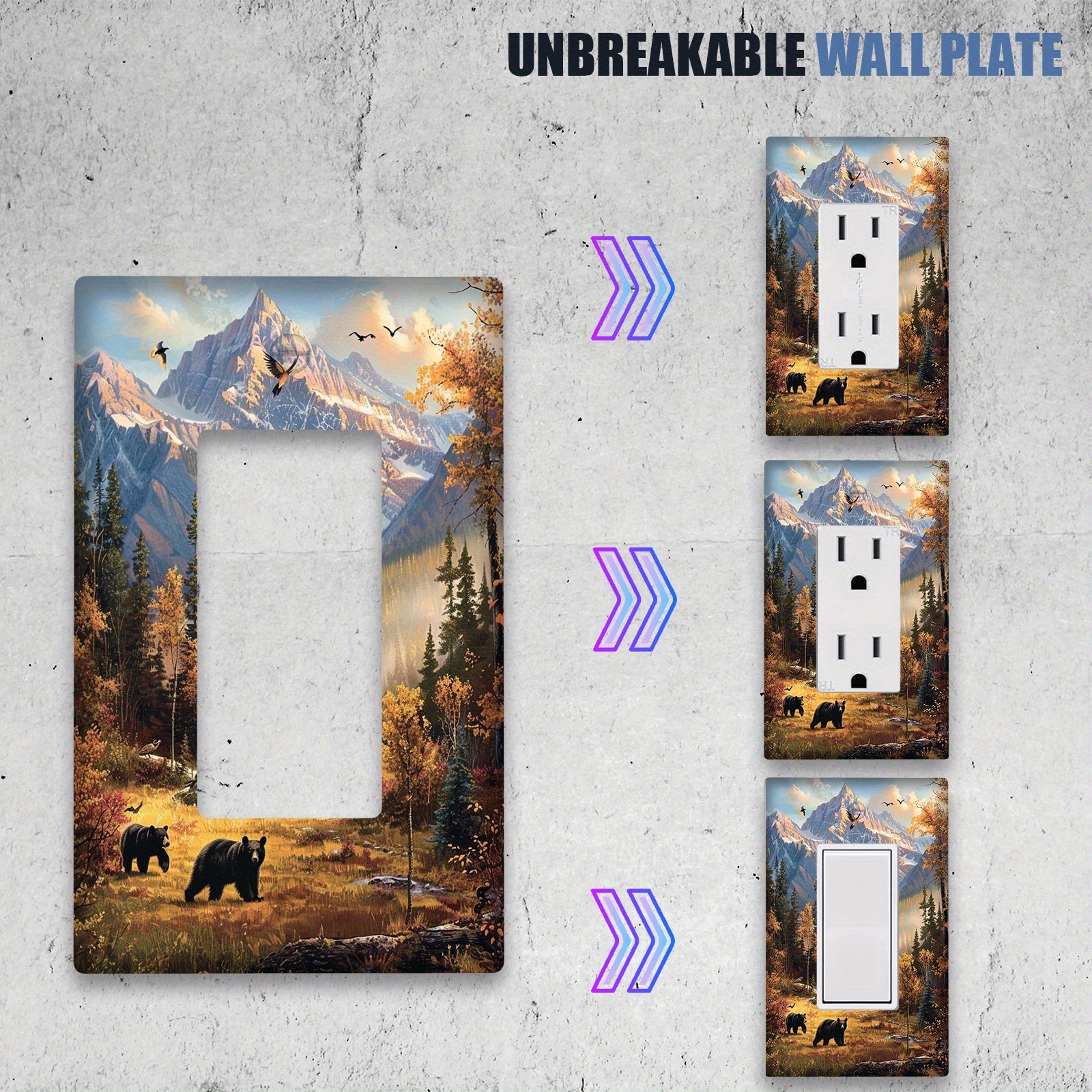 Forest Bears Themed Light Switch Cover and Outlet Cover Heat and Fade Resistant