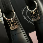Unisex Zinc Alloy Black Cat Charm Keychains Set of 2 Animal Jewelry