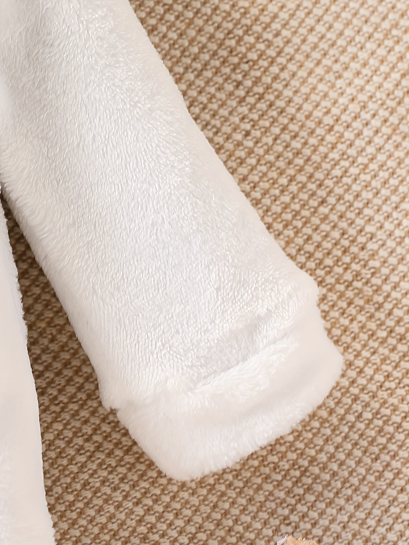 Baby Boys Winter Plush Footed Bodysuit with Animal Pattern and Warm Knit Fabric