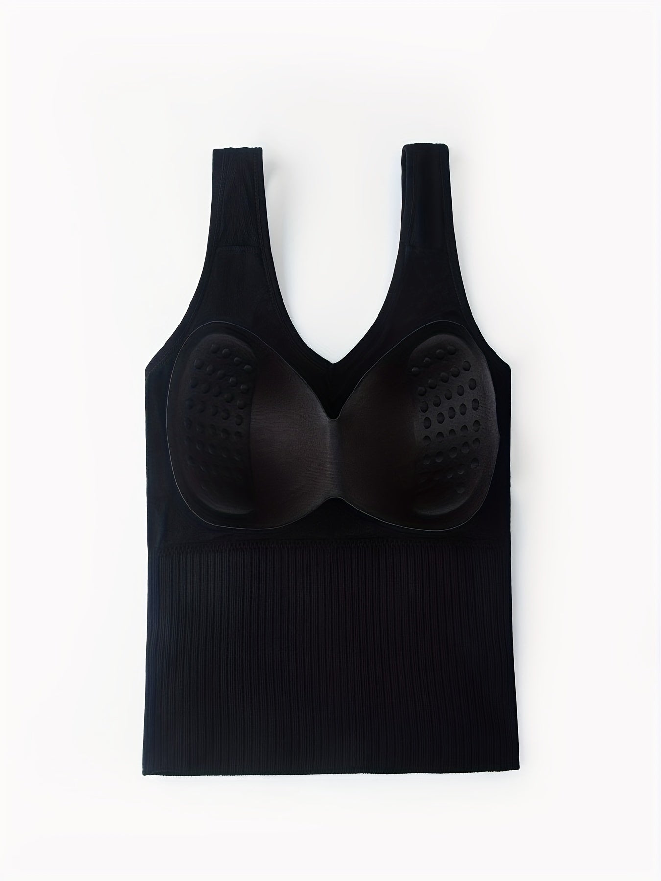 Women's Ribbed Tank Top with Wireless Vest Bra and Detachable Chest Pads
