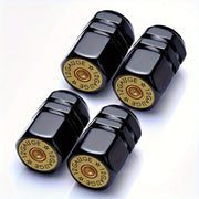 Black Tire Valve Caps 4 Pack Aluminum Alloy Dustproof for Cars Trucks SUVs Motorcycles