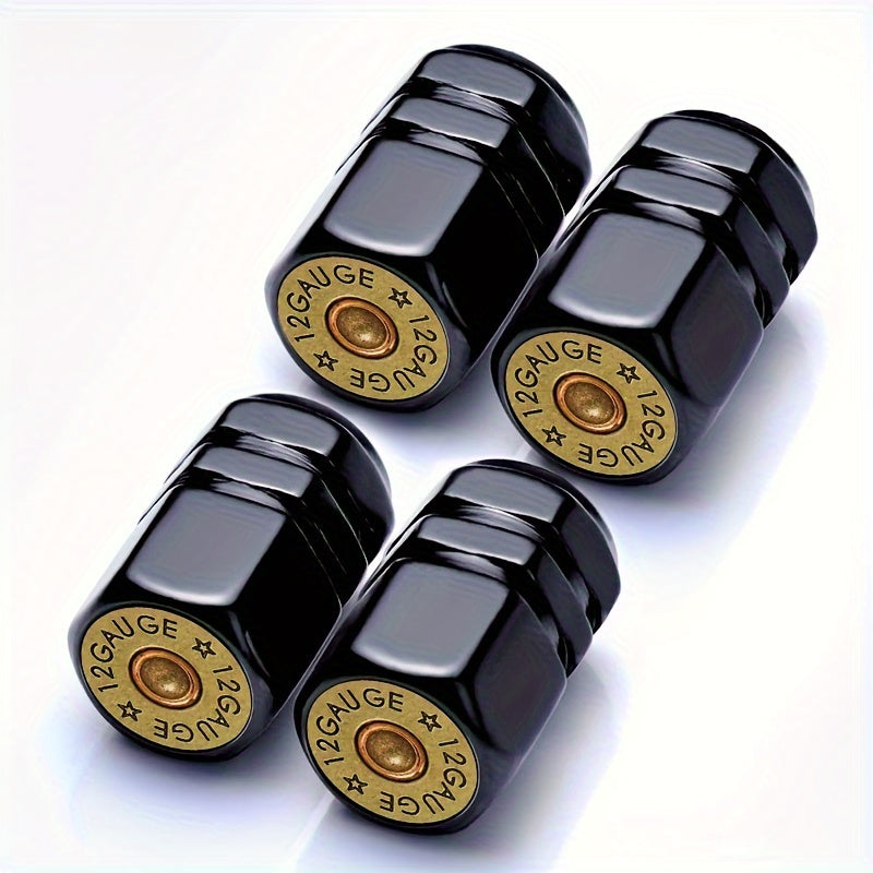 Black Tire Valve Caps 4 Pack Aluminum Alloy Dustproof for Cars Trucks SUVs Motorcycles