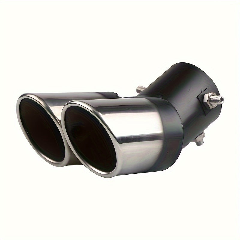 Cabezal de escape de doble salida de aire universal en cromo acero inoxidable para tubo de escape automotriz