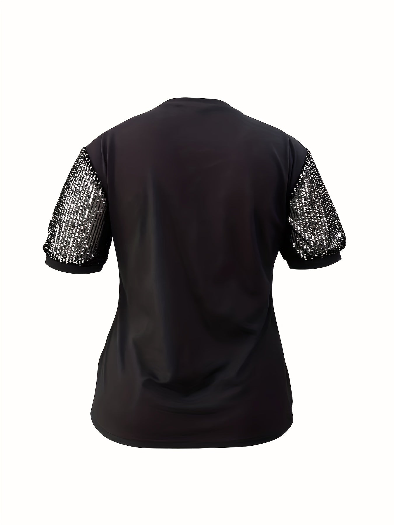 Women's Plus Size V-Neck T-Shirt Short Sleeve Sequin Lettering Casual