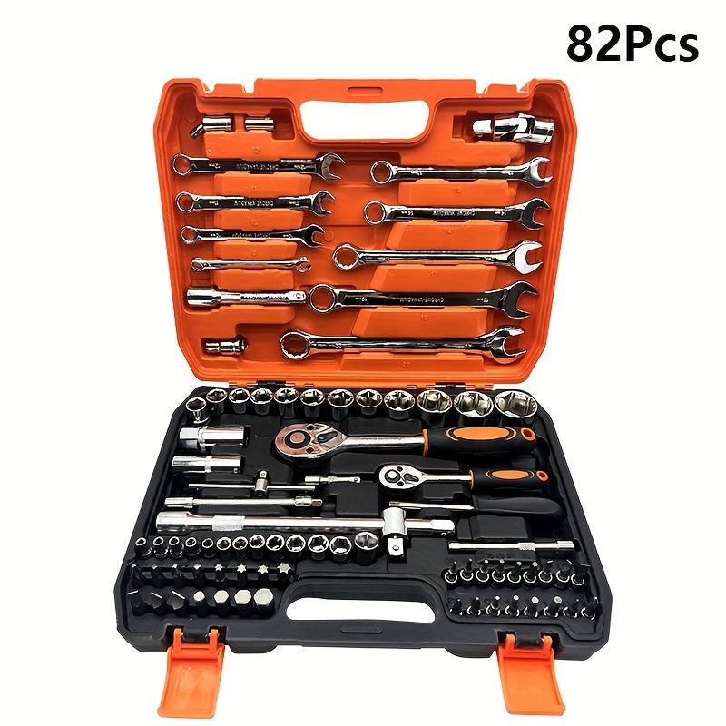 Stainless Steel Automotive Repair Tool Kit with Quick Ratchet Wrenches for Motorcycle and Bicycle Maintenance 53/82/121/151 Pieces