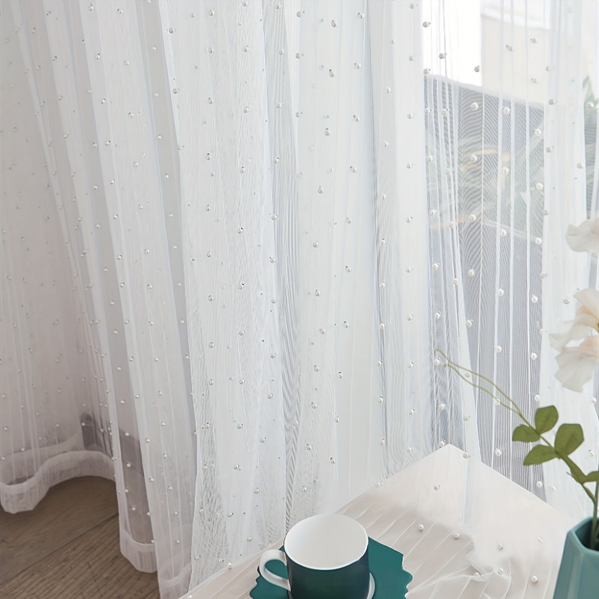Translucent White Chiffon Sheer Curtain for Living Room and Bedroom