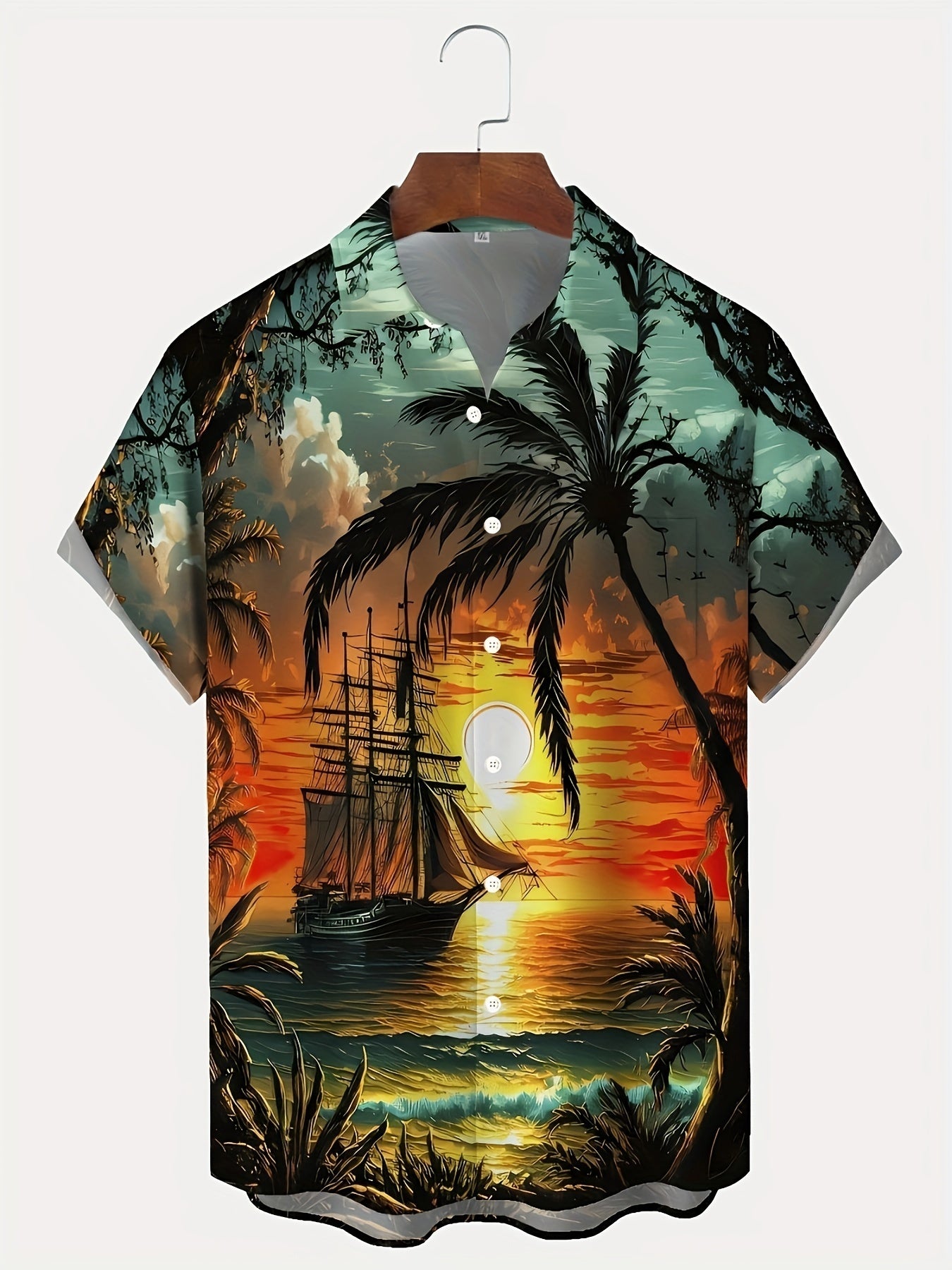 Katta va baland erkaklar uchun yozgi grafik printli ko'ylak