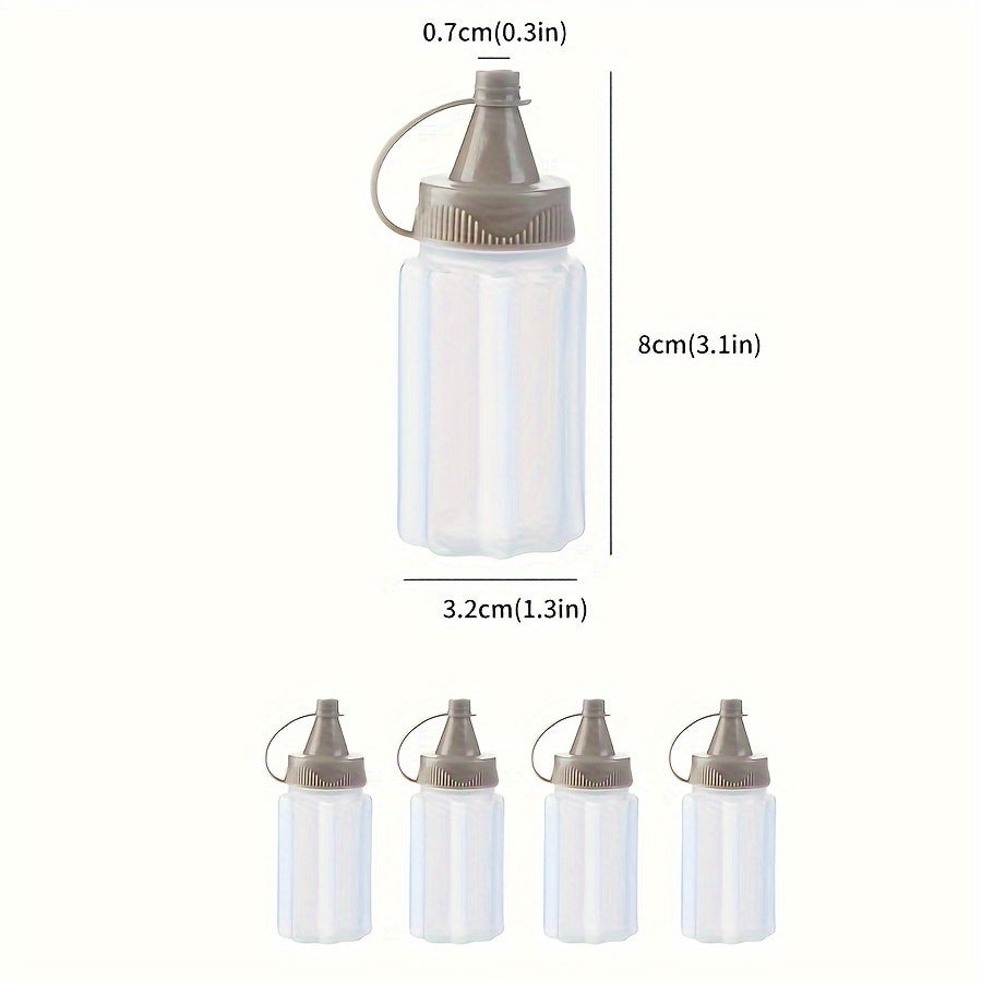 Set of 4 Transparent Plastic Seasoning Bottles with Gray Lids for Sauces and Dressings