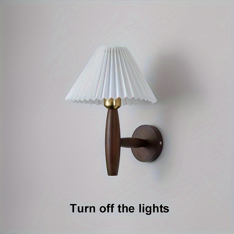 Wooden Wall Sconce Nordic Retro Japanese Style Beige Dark Brown Hardwired Indoor