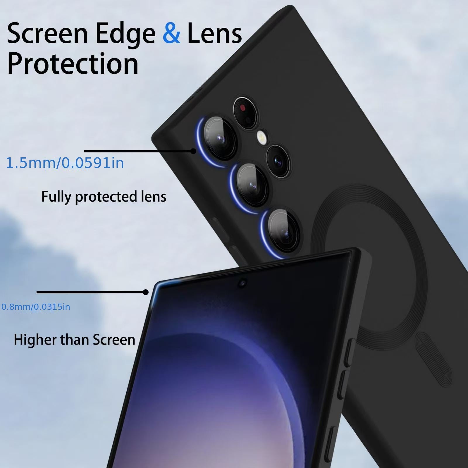 Матовая магнитная беспроводная зарядная крышка для устройств Galaxy с защитой объектива камеры из TPU