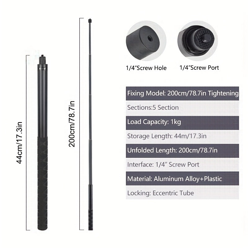 Alüminiy alloy Selfie Stick velosport kamerasi uchun 360 daraja aylanadigan tutqich va tripod bilan