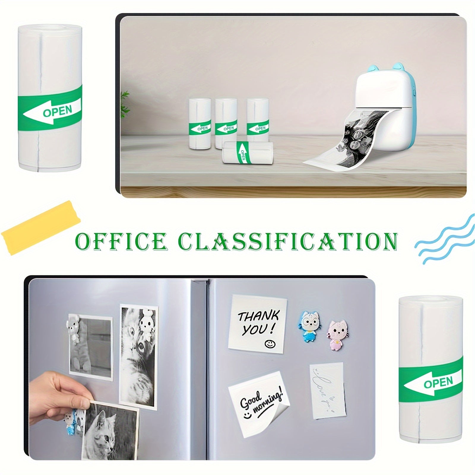 Mini Pocket Printer for Printing Text and Pictures on 57x30mm Self-Adhesive Thermal Paper