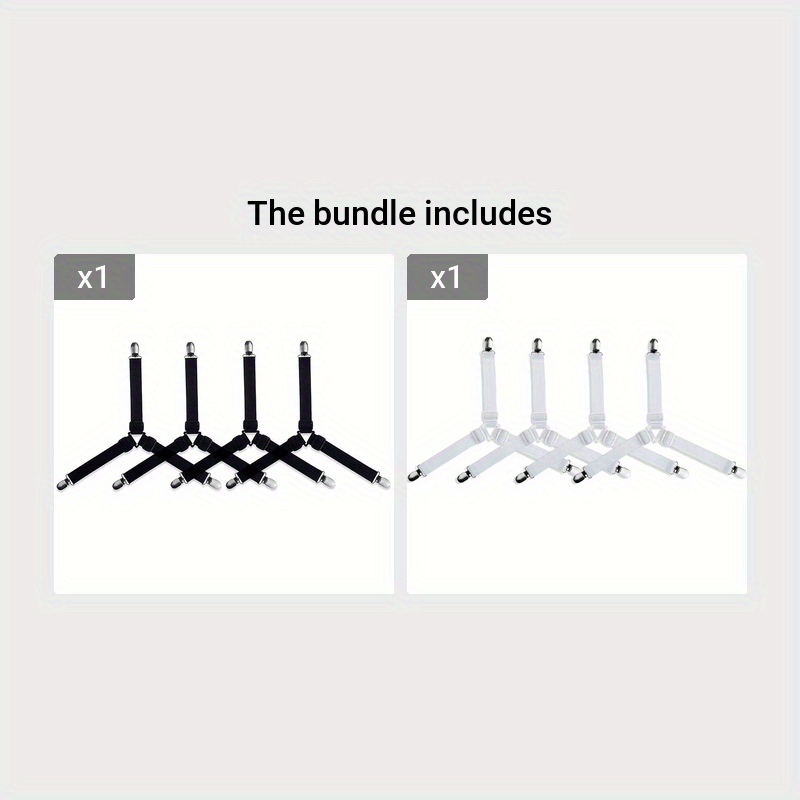 Set of 4 Nickel-Plated Bed Sheet Straps Adjustable Secure Bedding Hotel Home