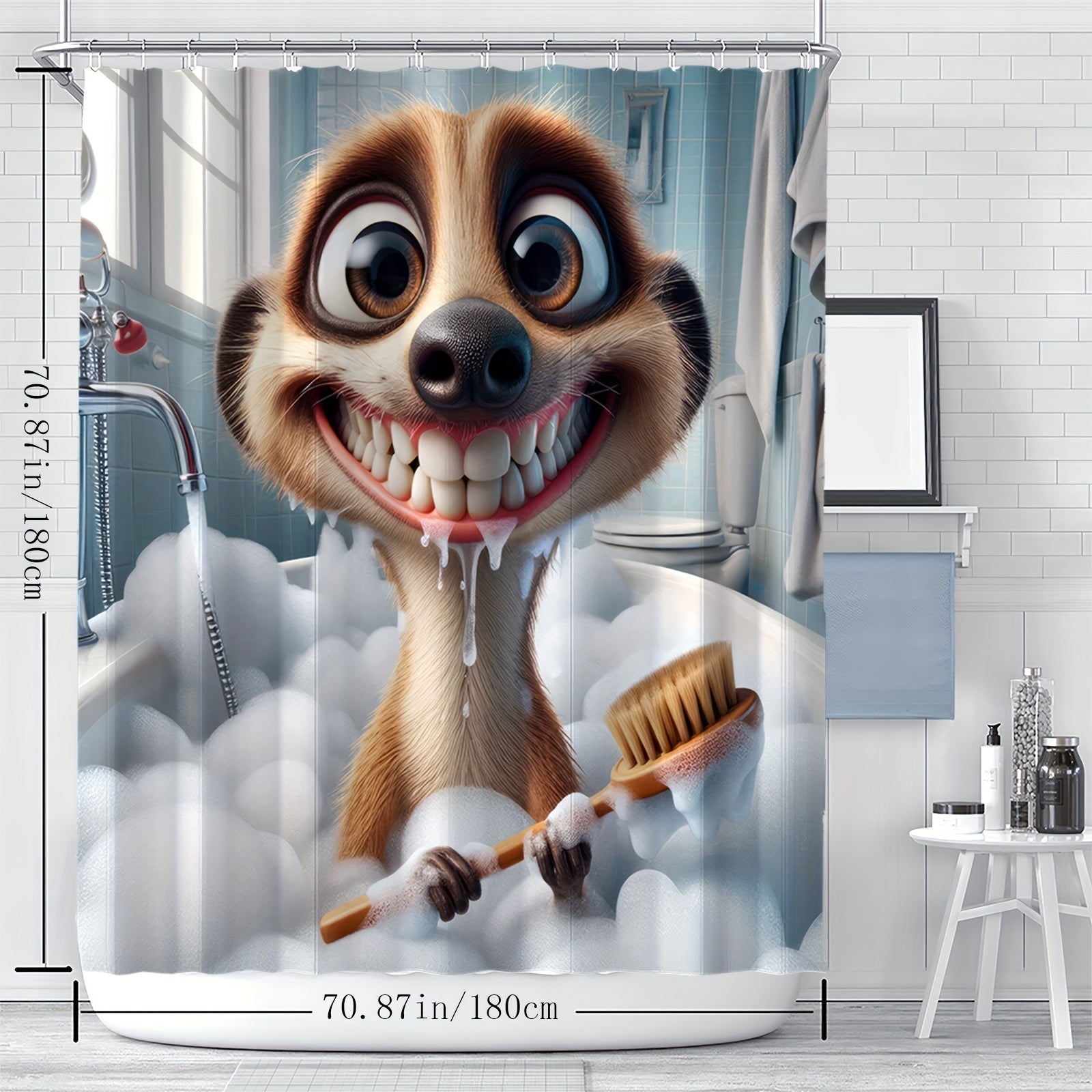 Animal Print Shower Curtain Water-Resistant Polyester with Hooks Machine Washable