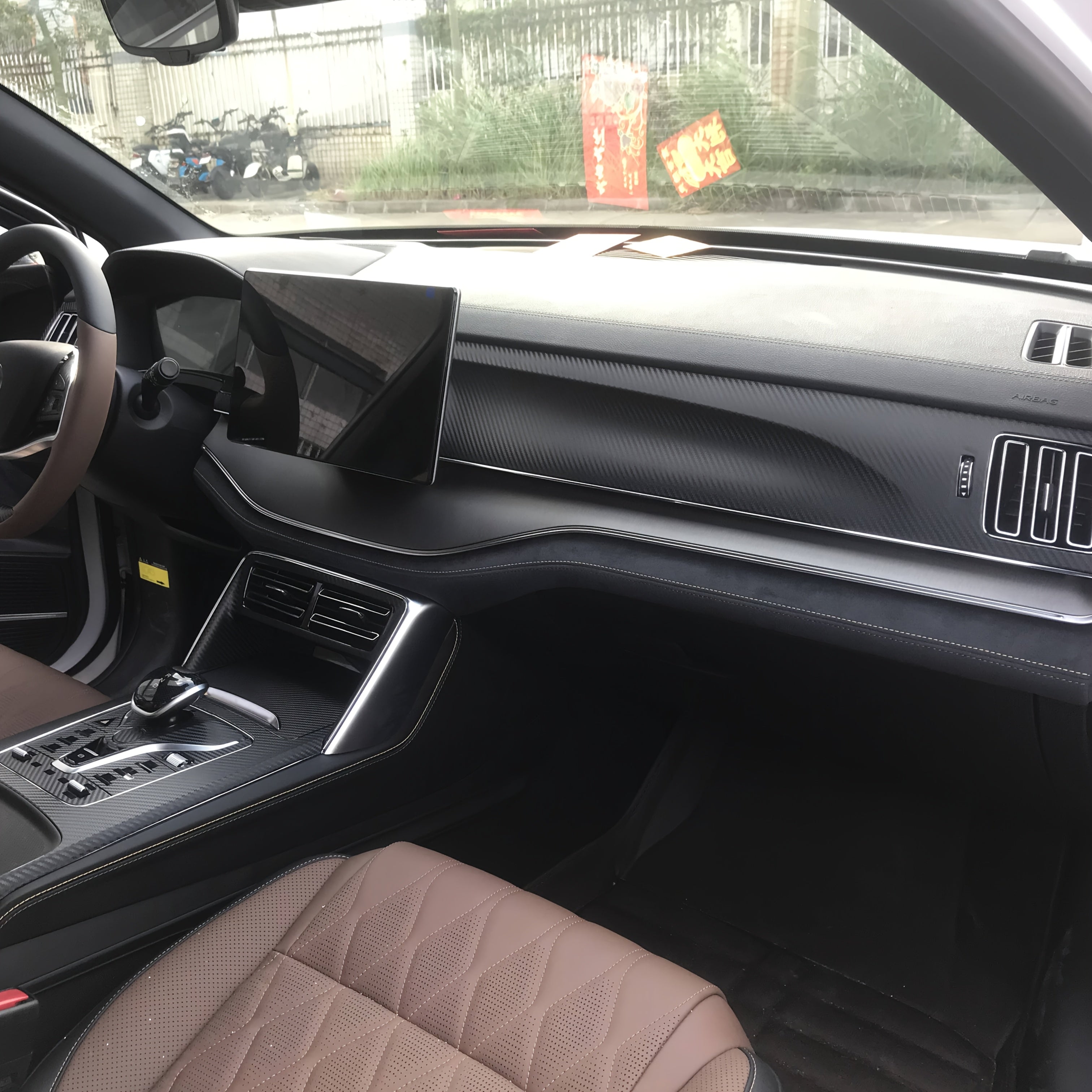 Avtomobil ichki qismi uchun qora vinil panel va eshik tutqichlari uchun dekallar