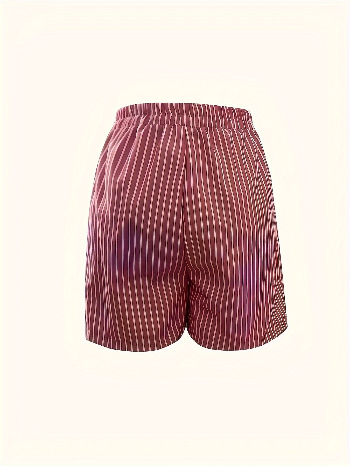 Plus Size Women’s Striped Shorts with Diagonal Pockets