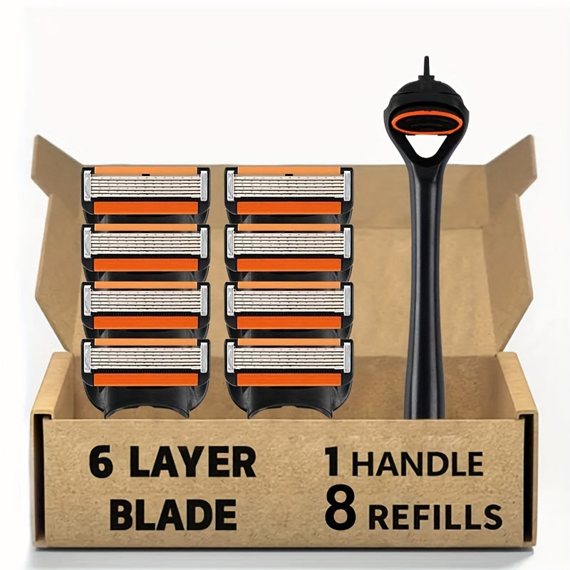 Men's Disposable Razor Set with Metal Blades, 1 Handle and 4, 8, or 12 Blades