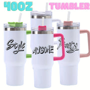 Set of 1 or 4 Stainless Steel Tumblers 40oz with Handle Straw and Personalization