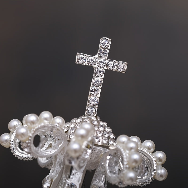 Women's Tiara Crown with Baroque Crystal Faux Pearls for Weddings and Bridal Parties