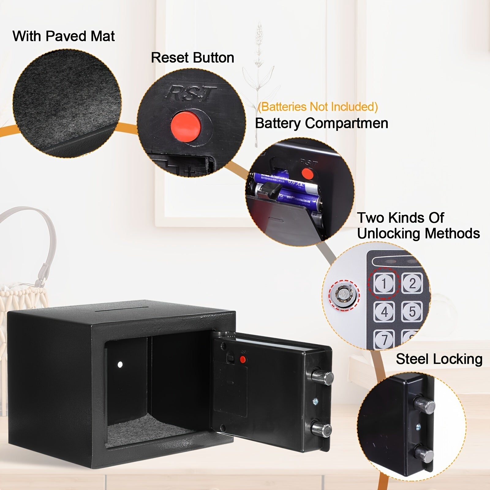 Digital Metal Security Safe with Combination and Key Lock for Valuables in Homes and Offices