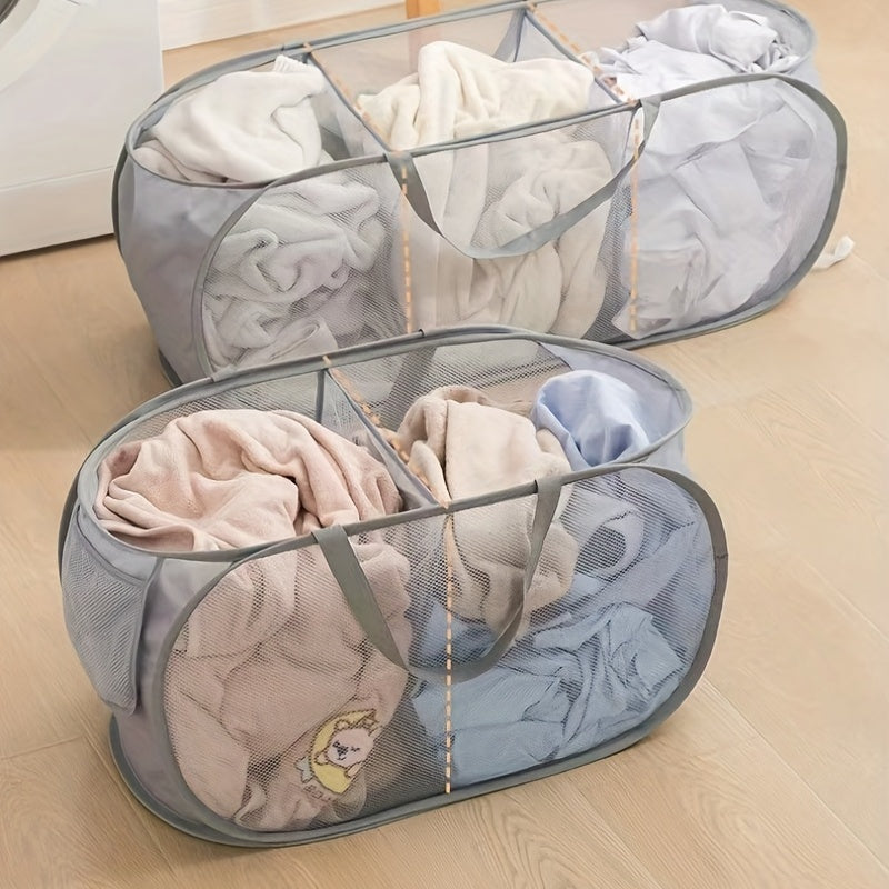 Laundry Bag with 2/3 Compartments for Adults and Children Durable Foldable Storage