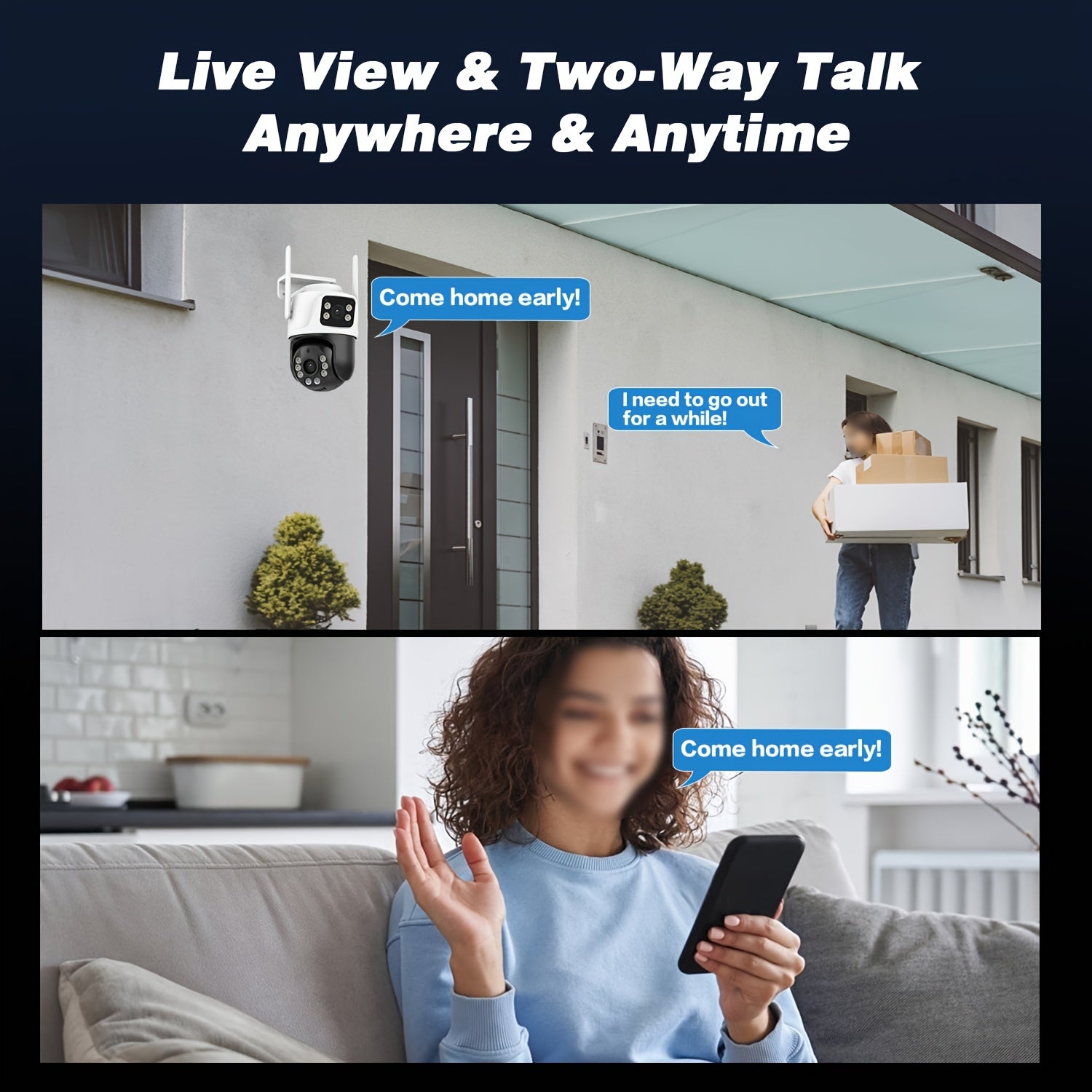 4K Ikki linzali WiFi xavfsizlik kamerası AI insonni kuzatish bilan kechki ko‘rish ikki tomonlama audio ichki tashqi