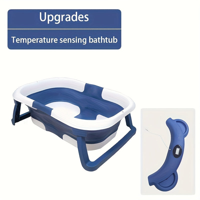 Baby Bathtub Foldable with Temperature Sensor for Children Up to 3 Years Easy-to-Clean Plastic