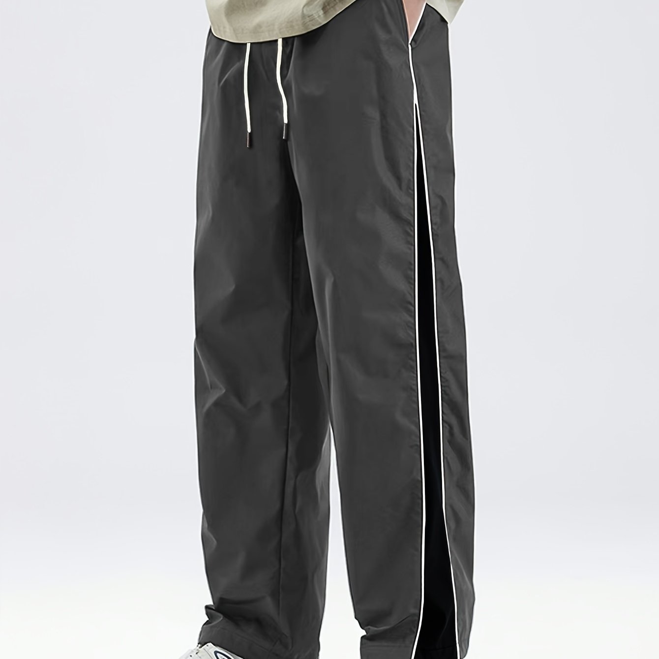 Men's Black Lightweight Joggers with Drawstring Waist for Spring and Fall