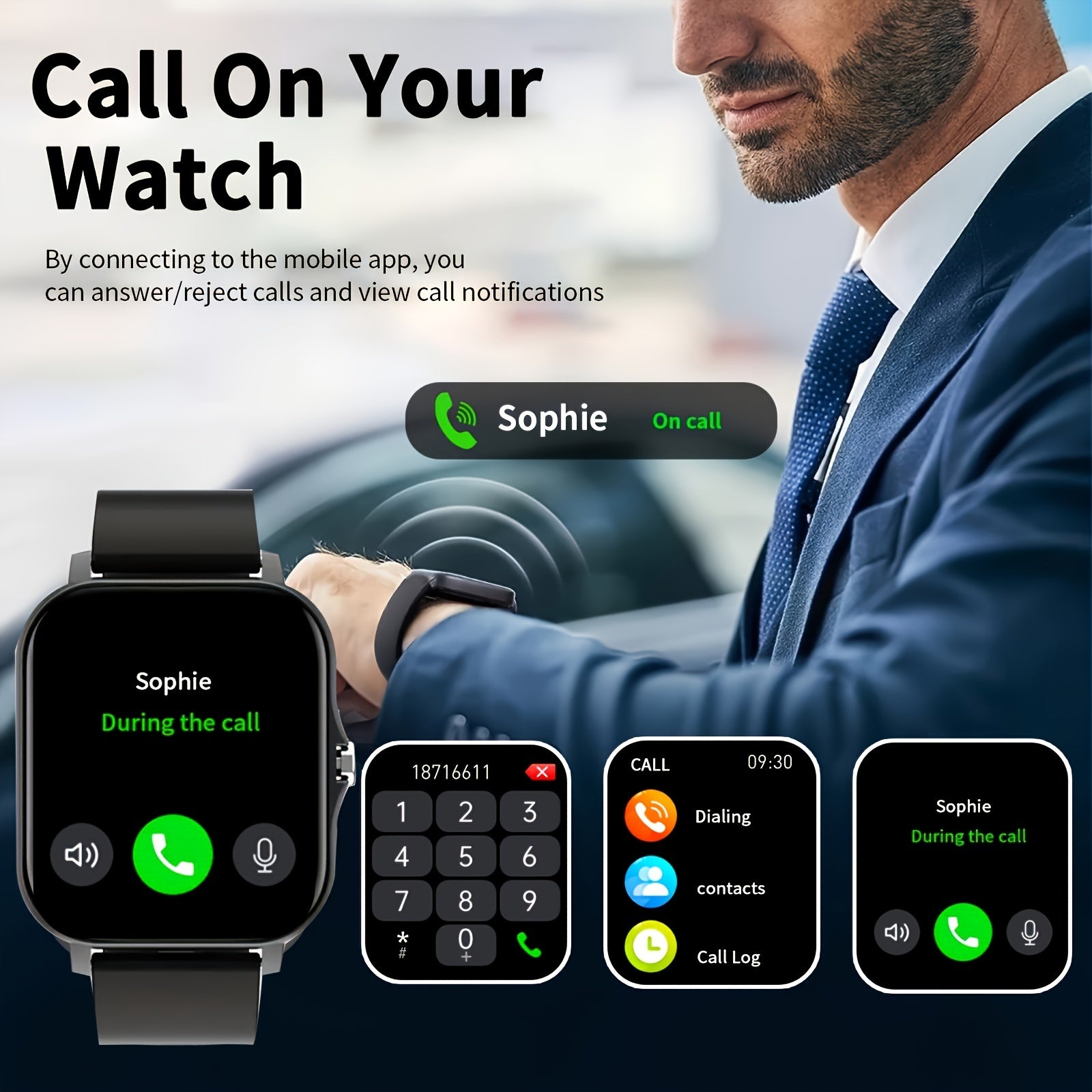 2024 1.83-Inch Full Touch Screen HD Smart Watch with Wi-Fi Call SMS Sports Modes