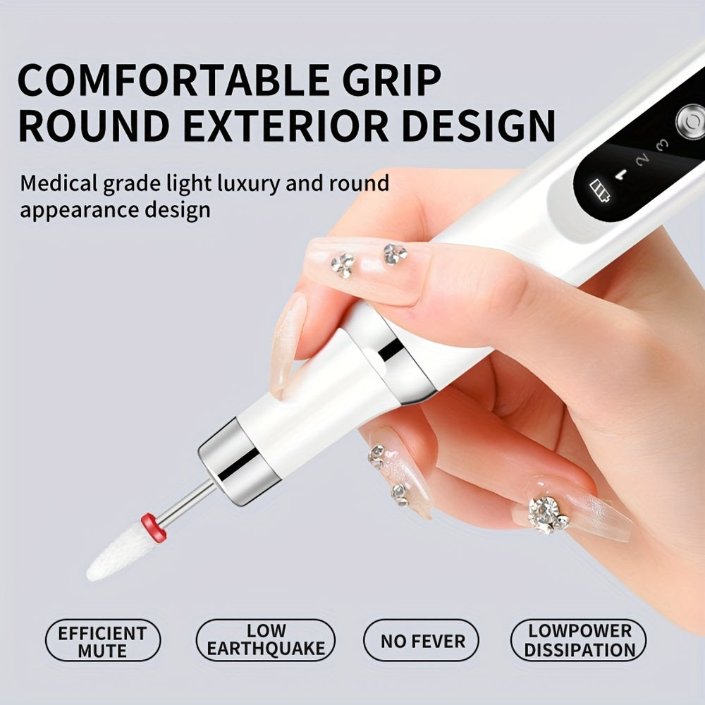 USB Rechargeable Electric Nail Drill for Manicures and Pedicures at Home or Salon
