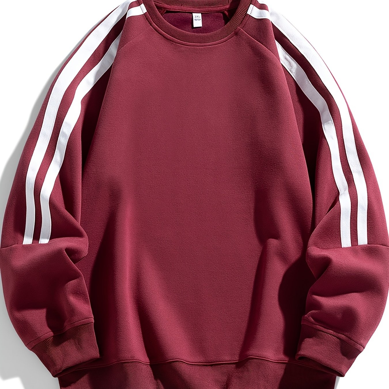 Sudadera con cuello redondo para hombre con rayas laterales, transpirable, ropa casual de calle