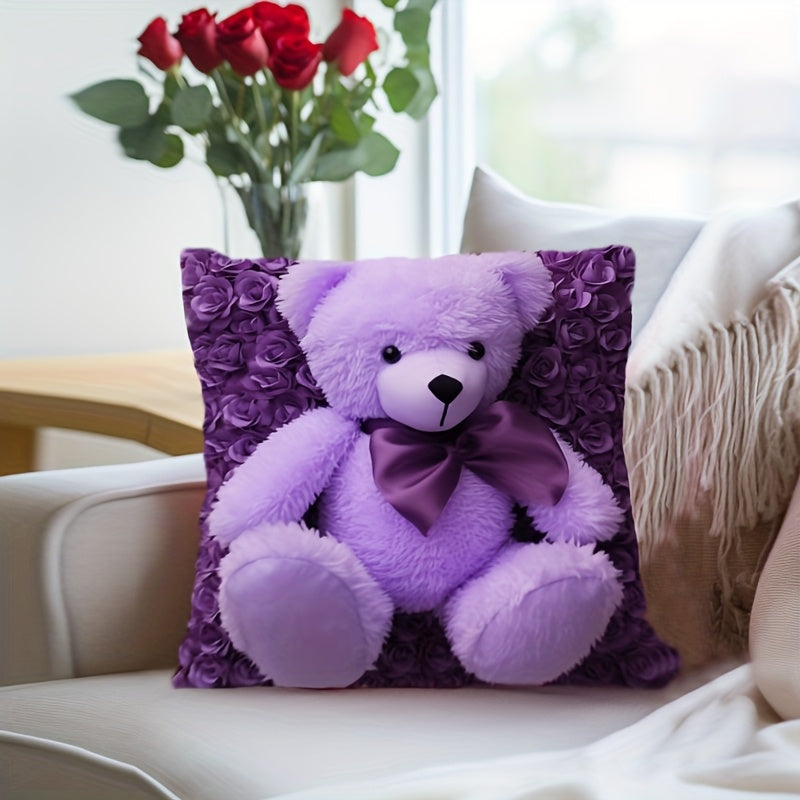 Contemporary Teddy Bear Decorative Throw Pillow Cover 45cm Polyester Zippered