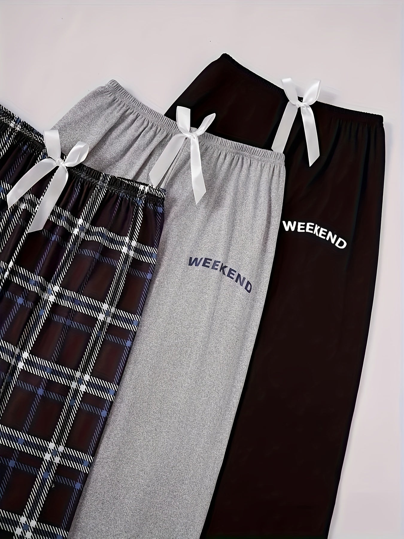 Plus Size Women's Plaid Pajama Bottoms 3-Pack Soft Polyester Sleepwear Shorts