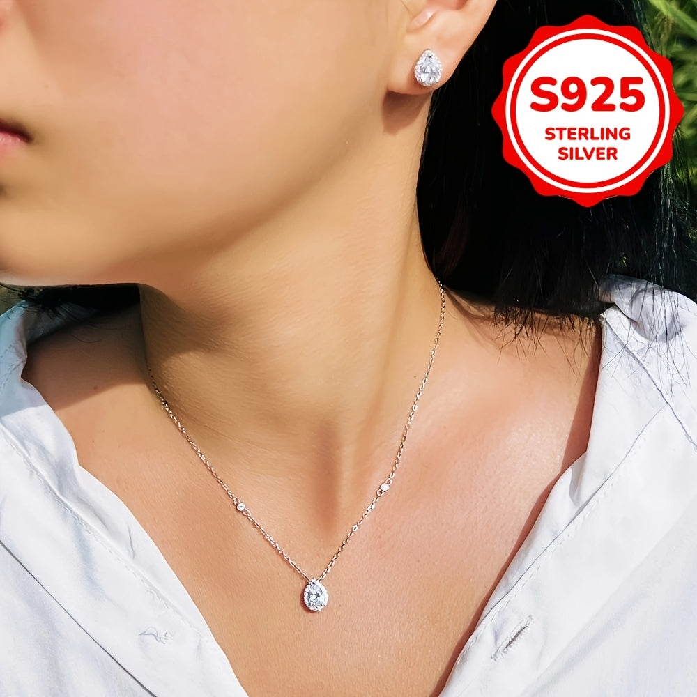 Eng yaxshi tanlov - 925 sterling kumushda elegant suv tomchisi shaklidagi kubik zirkoniya bilaguzuk va quloq uzuklari to'plami - gippoallergen va qizlar, ayollar, tug'ilgan kunlar, bayramlar, prom kechalari va kundalik kiyimlar uchun mukammal