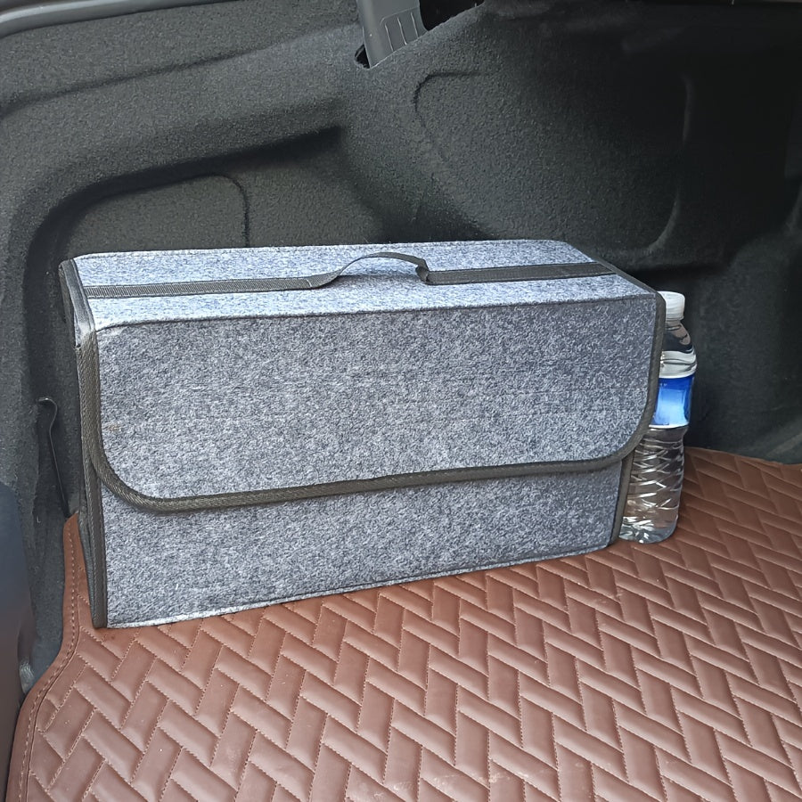 Caja de almacenamiento para coche, organizador portátil y plegable de fieltro para maletero, ideal para el interior del coche