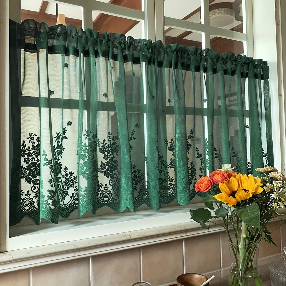 Embroidered Lace Vintage Floral Short Curtains for Small Windows Kitchen Bedroom Home Decor
