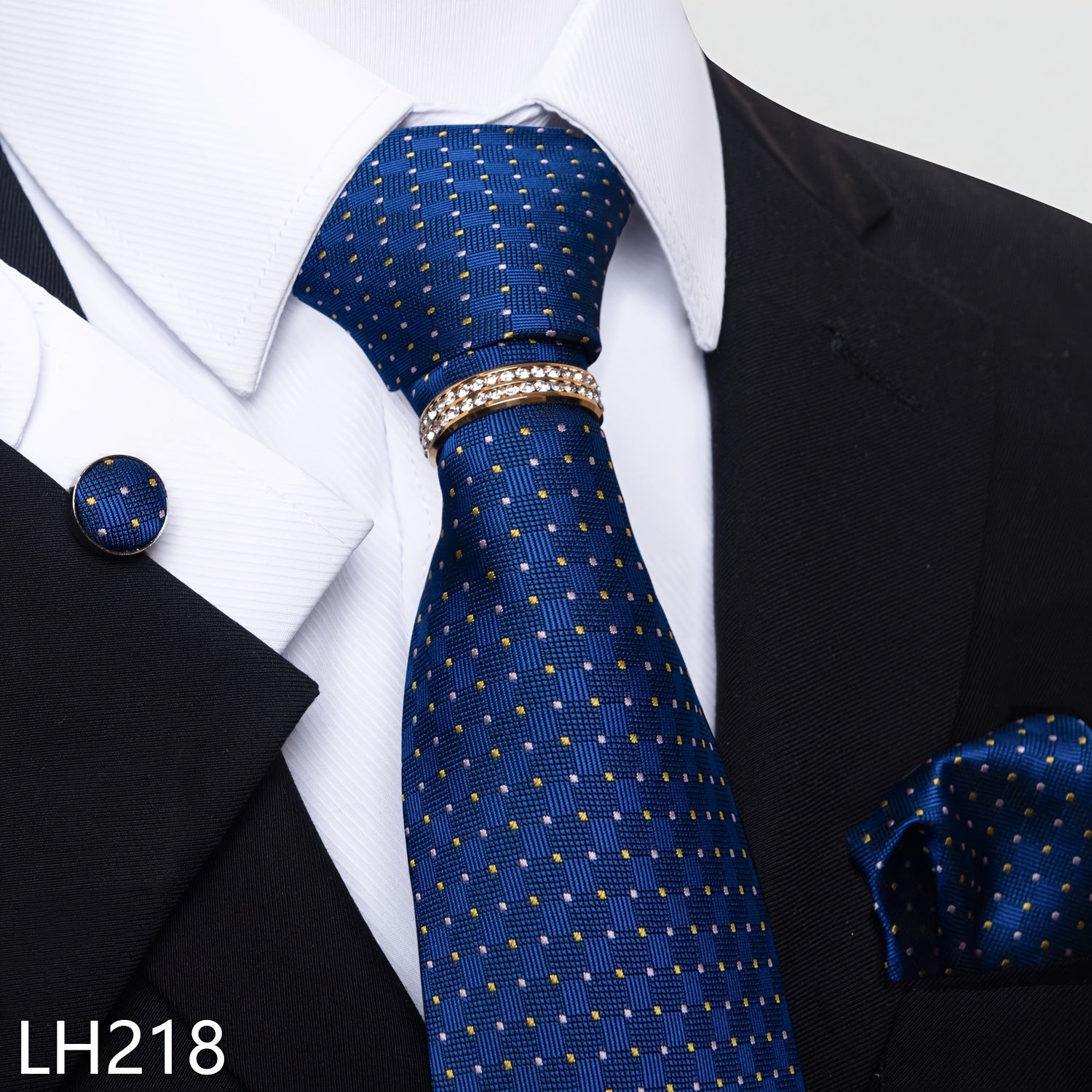 Erkaklar uchun rasmiy ish va to'y kiyimlari to'plami, chiziqli gul naqshli galstuk, cho'ntak sharlari, manşetli kalitlar va uzuk bilan