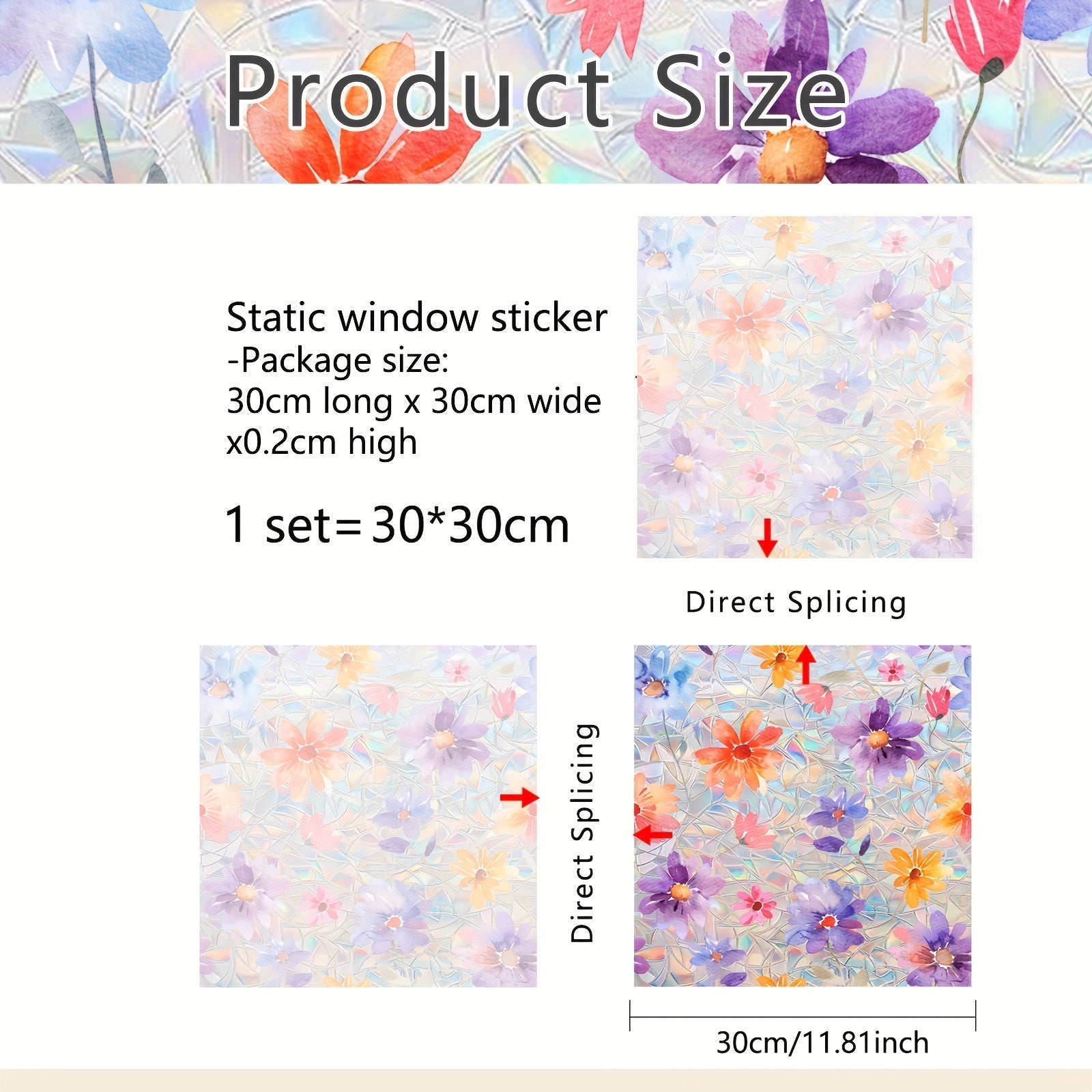 Dual-Sided Vibrant Floral Sunlight Window Cling Reusable PVC Decor