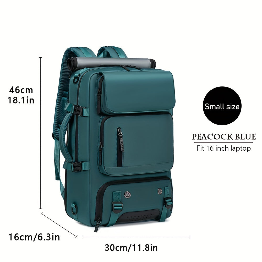 Waterproof Backpack with USB Port Trolley Sleeve Shoe Grid for Outdoor Hiking and Travel