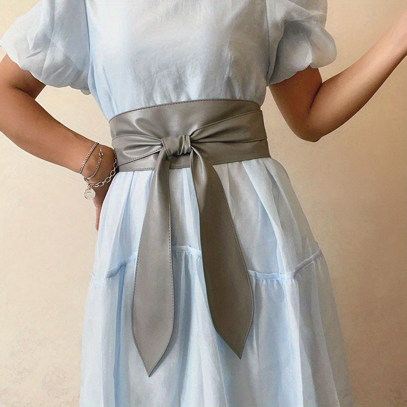 Ayollar uchun elegant kiyingan palto, qora bowknot Obi kamar va lenta bilan bog'langan korset, keng belbog'