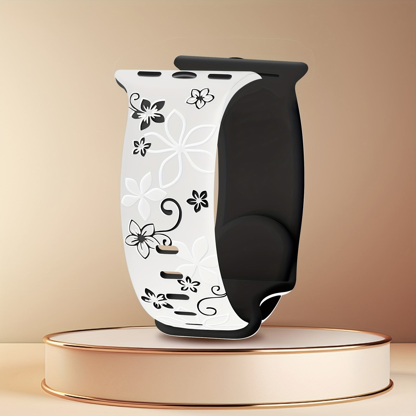 Ayollar uchun turli o'lchamlarda iWatch uchun gullar bilan o'yilgan silikon sport tasma.