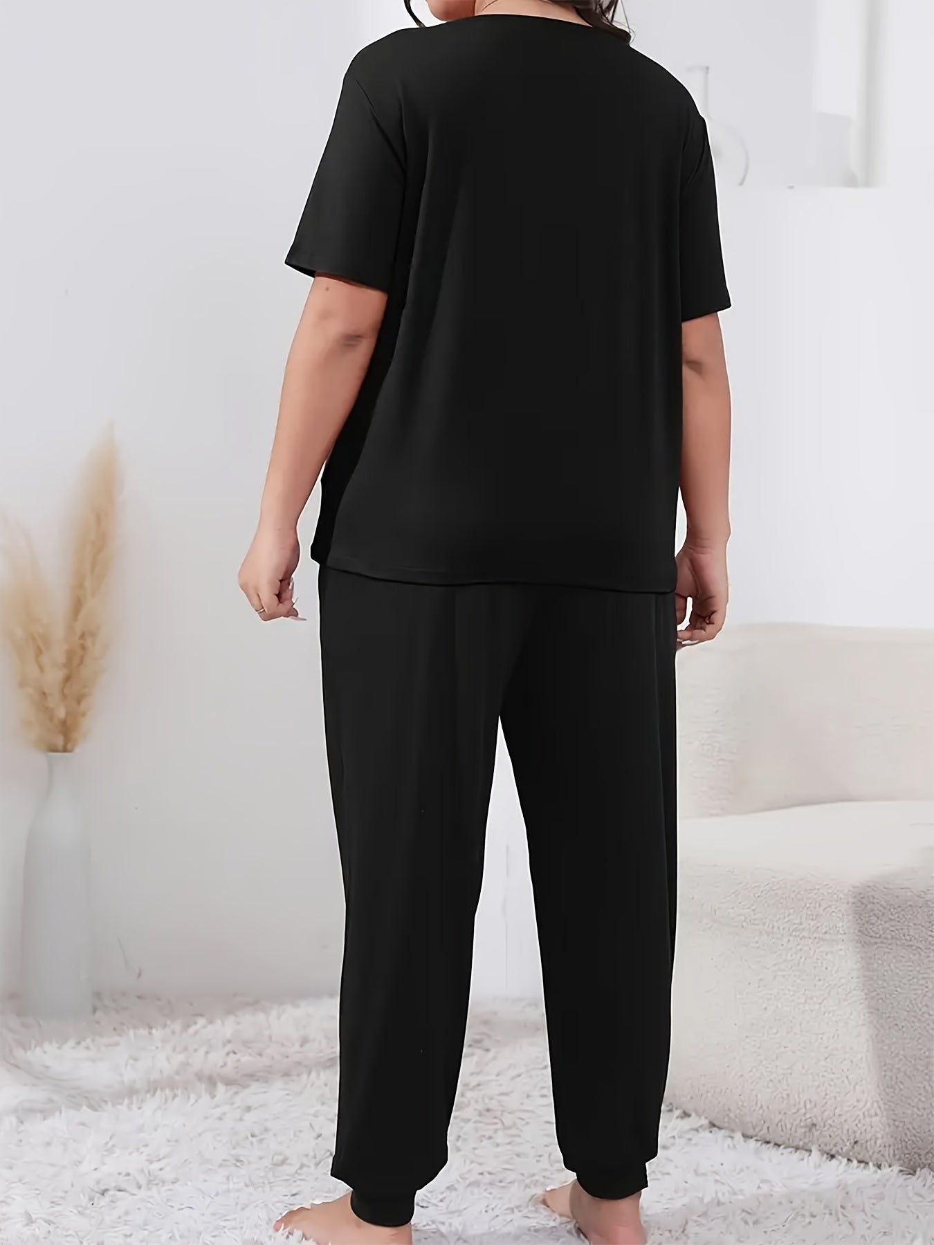 Women's Black Coffee Lover T-Shirt and Joggers Set Casual Spring Summer