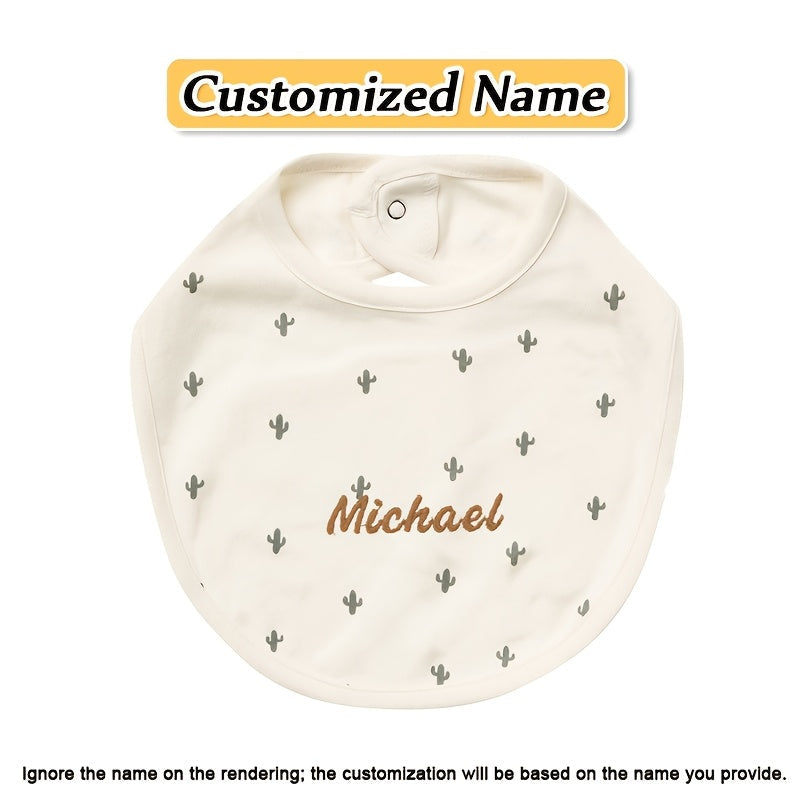 Baby Bib Adjustable Embroidered Name Soft Absorbent Knit for Newborns