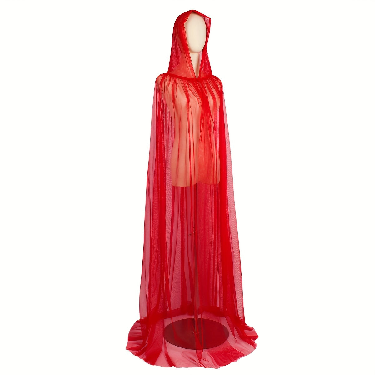 Sheer Chiffon Hooded Cape Poncho Vintage-Inspired Layering Costume Accessory