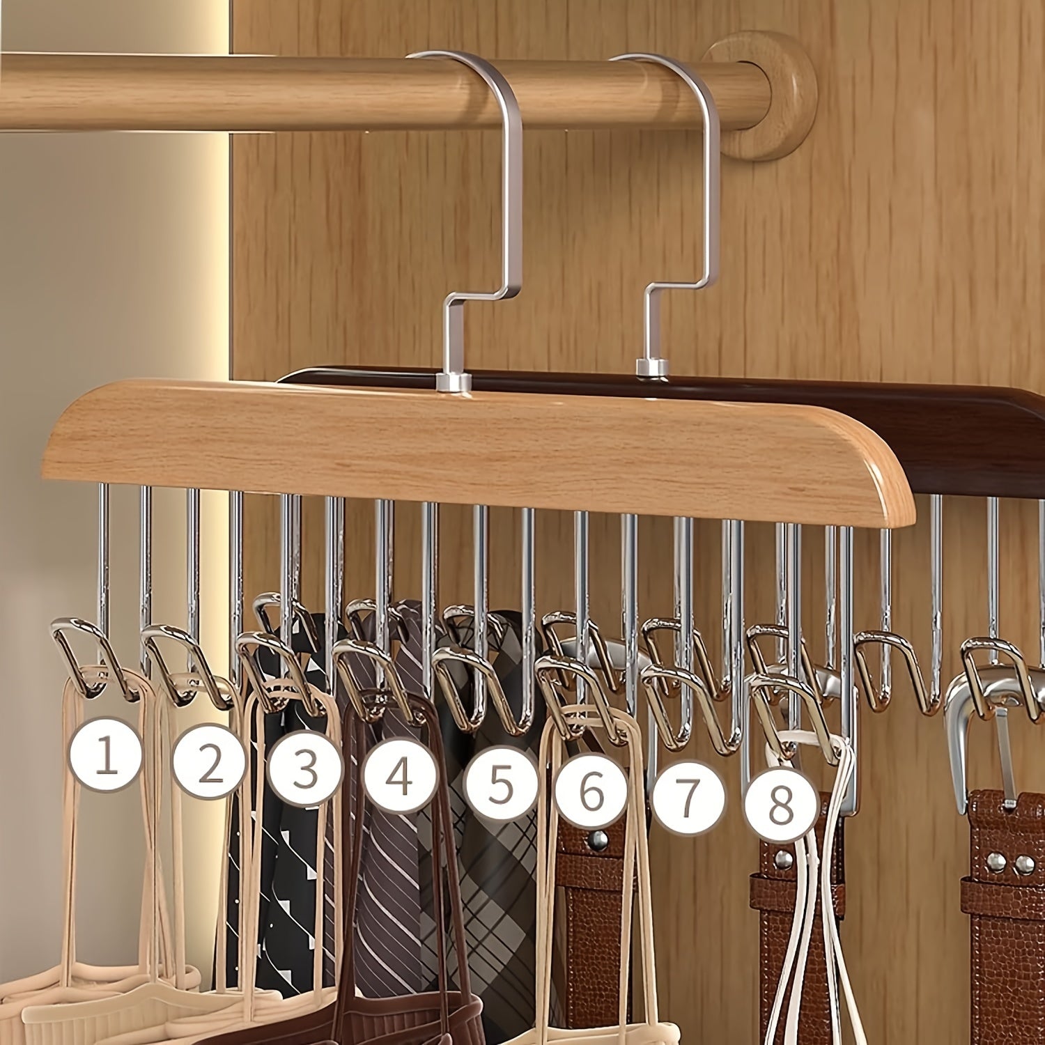 Multi-Hook Belt Hanger for Closet and Bathroom Storage, Sturdy Clothes Organizer for Ties Scarves and Belts