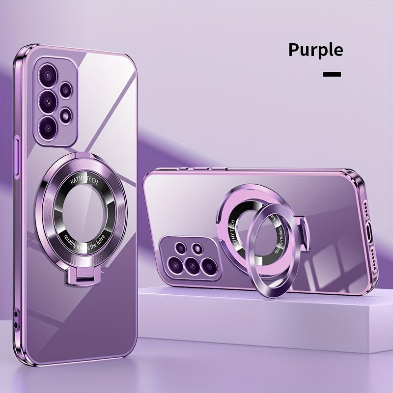 Electroplated Galaxy Phone Case with CD Holder Fall Protection Camera Guard for Samsung Galaxy Series