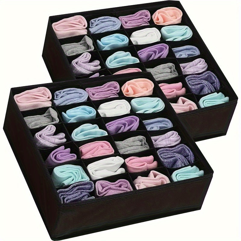Collapsible 24-Cell Drawer Organizer for Socks Underwear Bras Ties Storage